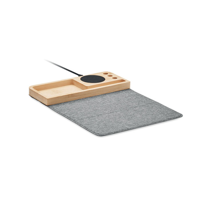 WC-07 Eco Bamboo Wireless Charging and RPET Mouse Pad